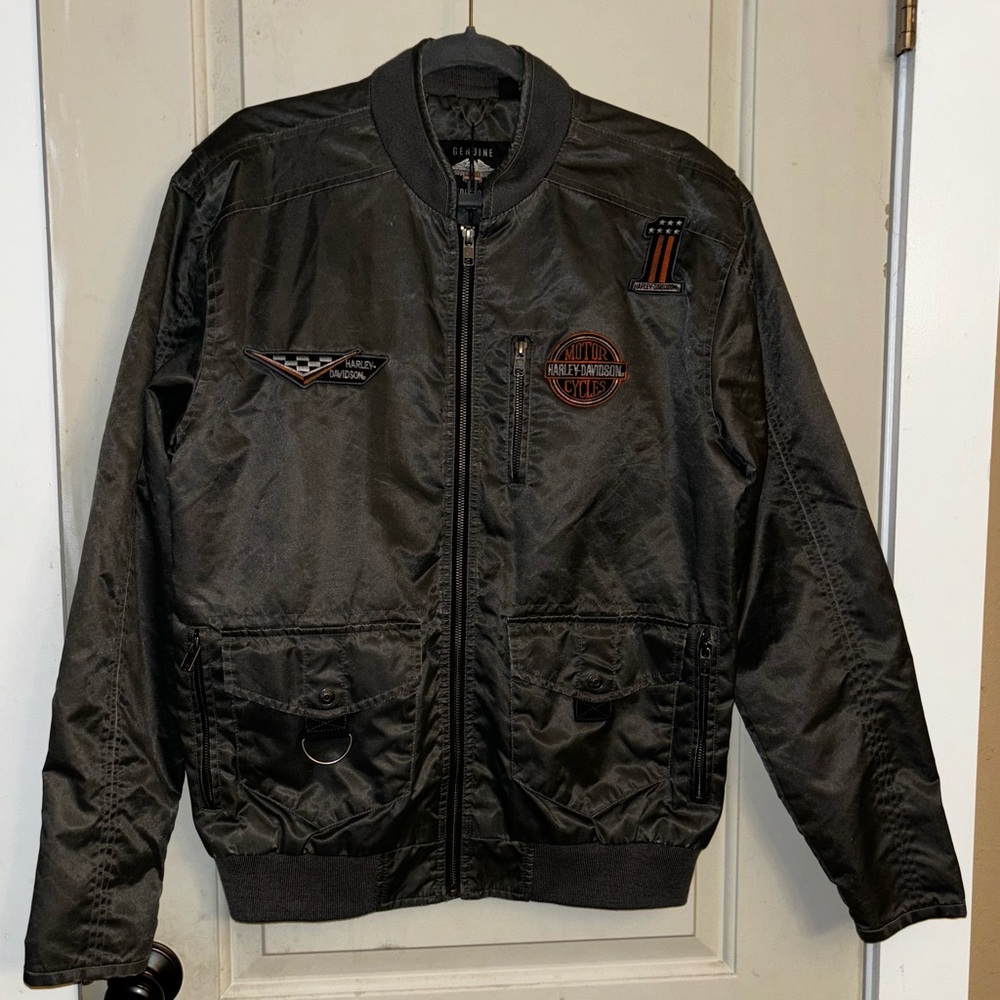 NWT Harley-Davidson Men’s Nylon Bomber Jacket Gunmetal Gray Size M